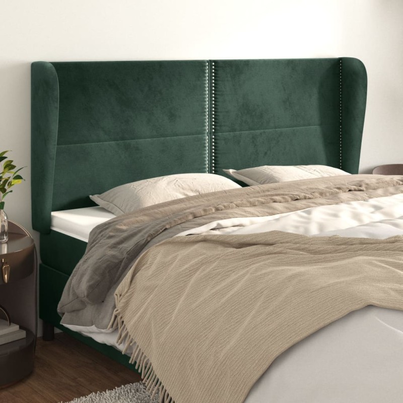 vidaXL Kopfteil mit Ohren Dunkelgrün 163x23x118/128 cm Samt vidaXL Kopfteil mit Ohren Dunkelgrün 163x23x118/128 cm Samt