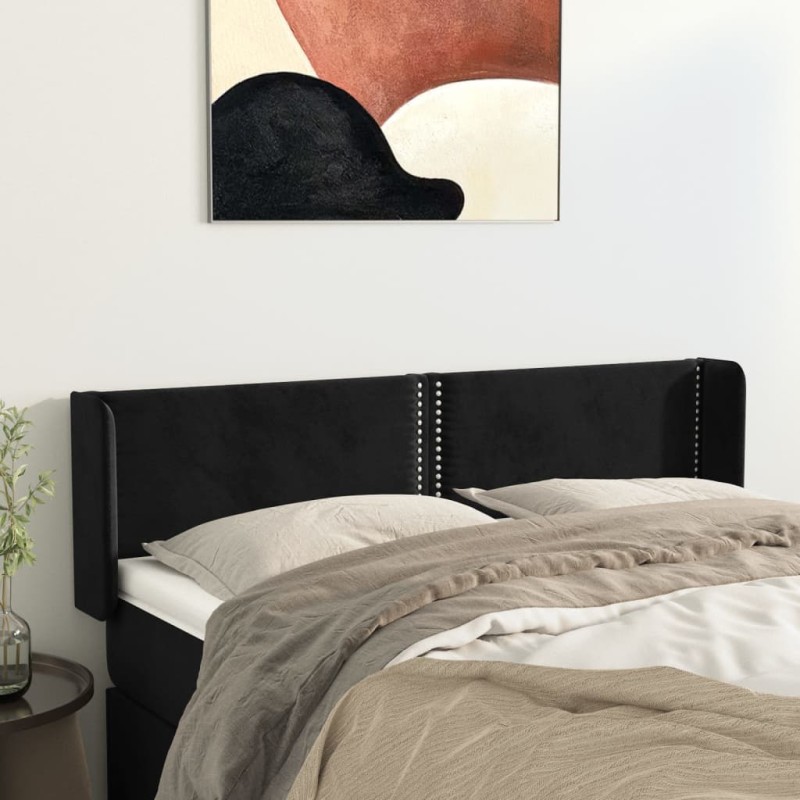 vidaXL Kopfteil mit Ohren Schwarz 147x16x78/88 cm Samt vidaXL Kopfteil mit Ohren Schwarz 147x16x78/88 cm Samt