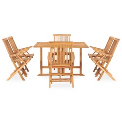 vidaXL 7-tlg. Garten-Essgruppe Klappbar Massivholz Teak