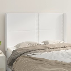 vidaXL Kopfteil mit Ohren Weiß 147x16x118/128 cm Kunstleder