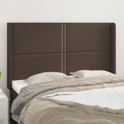 vidaXL Kopfteil mit Ohren Braun 147x16x118/128 cm Kunstleder