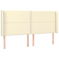 vidaXL Kopfteil mit Ohren Creme 163x16x118/128 cm Kunstleder