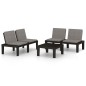 3-tlg. Garten-Lounge-Set mit Kissen Kunststoff Grau 3-tlg. Garten-Lounge-Set mit Kissen Kunststoff Grau