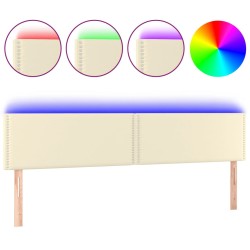 vidaXL LED Kopfteil Creme 180x5x78/88 cm Kunstleder