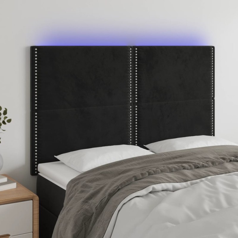 vidaXL LED Kopfteil Schwarz 144x5x118/128 cm Samt vidaXL LED Kopfteil Schwarz 144x5x118/128 cm Samt