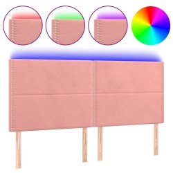 vidaXL LED Kopfteil Rosa 160x5x118/128 cm Samt
