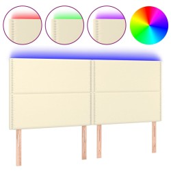 vidaXL LED Kopfteil Creme 180x5x118/128 cm Kunstleder
