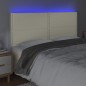vidaXL LED Kopfteil Creme 180x5x118/128 cm Kunstleder