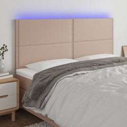 vidaXL LED Kopfteil Cappuccino-Braun 200x5x118/128cm Kunstleder