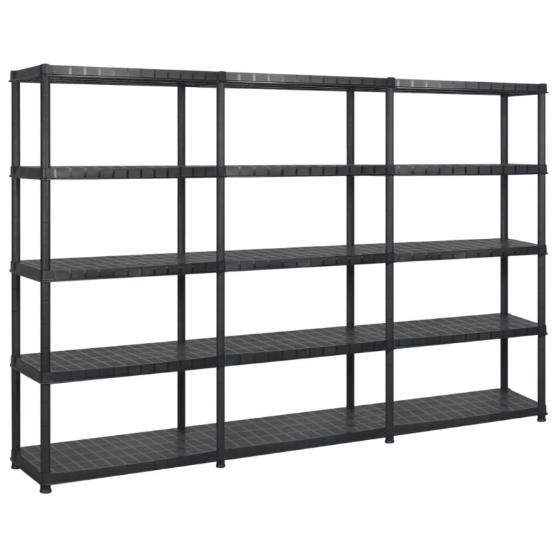 vidaXL Lagerregal mit 5 Böden Schwarz 274,5x45,7x185 cm Kunststoff vidaXL Lagerregal mit 5 Böden Schwarz 274,5x45,7x185 cm Kunststoff