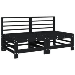 vidaXL Garten-Mittelsofas 2 Stk. Schwarz Massivholz Kiefer