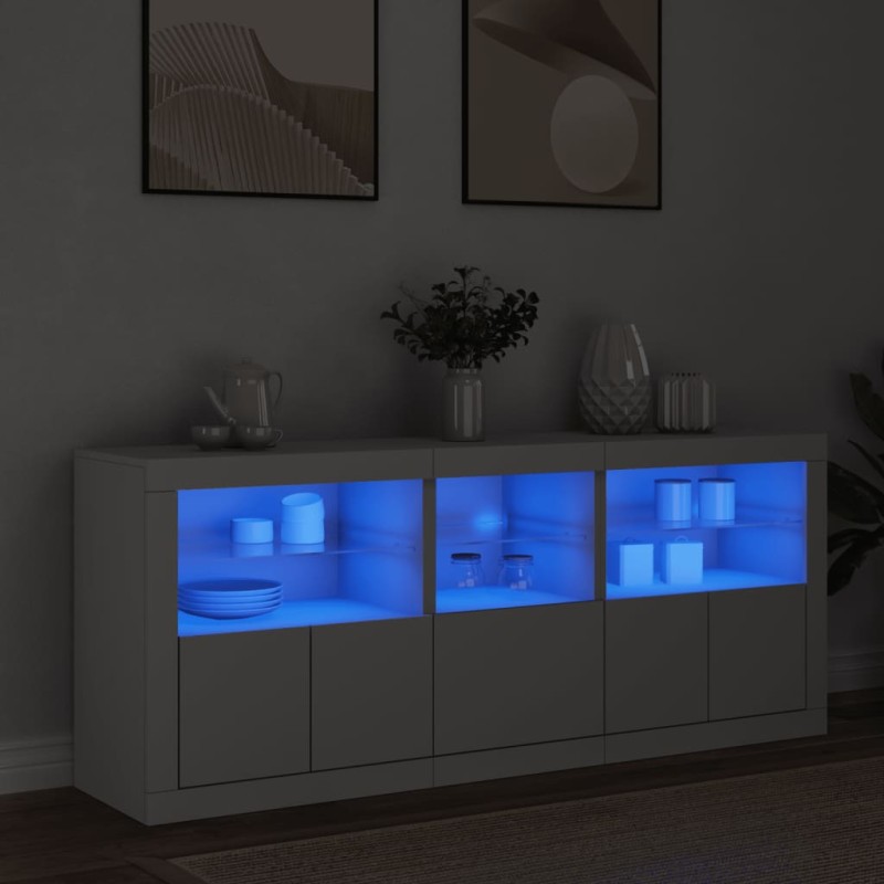 vidaXL Sideboard mit LED-Leuchten Weiß 162x37x67 cm vidaXL Sideboard mit LED-Leuchten Weiß 162x37x67 cm