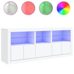 vidaXL Sideboard mit LED-Leuchten Weiß 162x37x67 cm