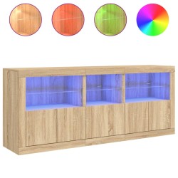 vidaXL Sideboard mit LED-Leuchten Sonoma-Eiche 162x37x67 cm