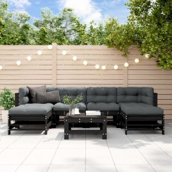 vidaXL 7-tlg. Garten-Lounge-Set Schwarz Massivholz Kiefer