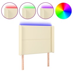 vidaXL LED Kopfteil Creme 83x16x118/128 cm Kunstleder