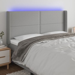 vidaXL LED Kopfteil Hellgrau 163x16x118/128 cm Stoff
