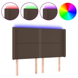 vidaXL LED Kopfteil Braun 147x16x118/128 cm Kunstleder