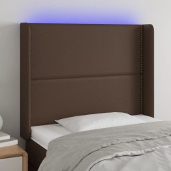 vidaXL LED Kopfteil Braun 93x16x118/128 cm Kunstleder