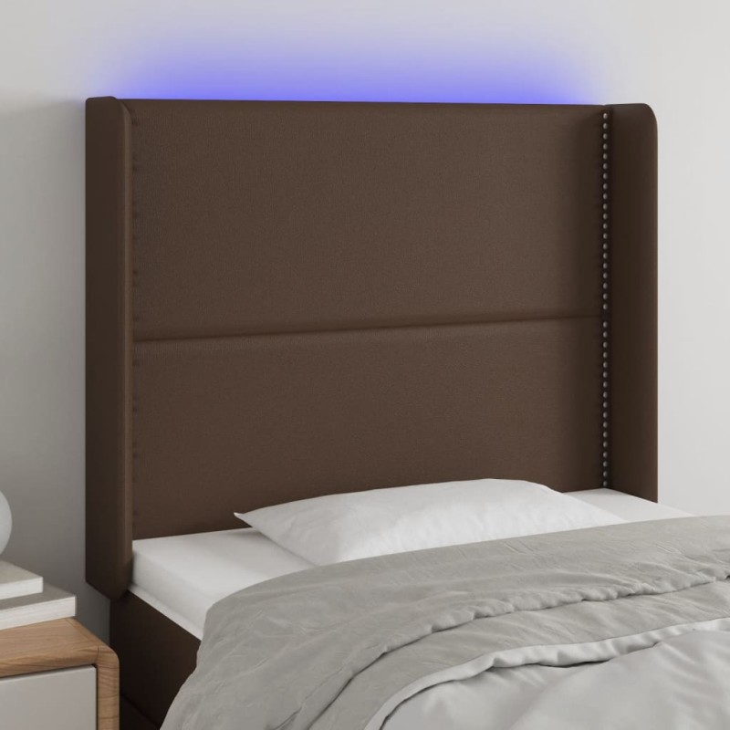 vidaXL LED Kopfteil Braun 93x16x118/128 cm Kunstleder vidaXL LED Kopfteil Braun 93x16x118/128 cm Kunstleder