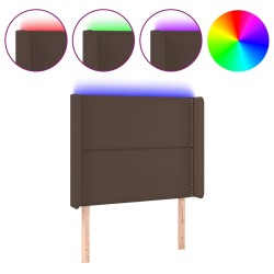 vidaXL LED Kopfteil Braun 93x16x118/128 cm Kunstleder