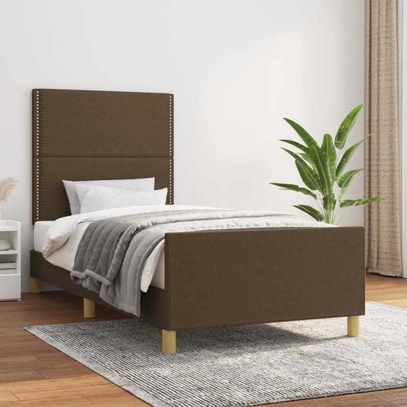 vidaXL Bettgestell mit Kopfteil Dunkelbraun 80x200 cm Stoff vidaXL Bettgestell mit Kopfteil Dunkelbraun 80x200 cm Stoff
