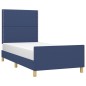 vidaXL Bettgestell mit Kopfteil Blau 90x200 cm Stoff vidaXL Bettgestell mit Kopfteil Blau 90x200 cm Stoff