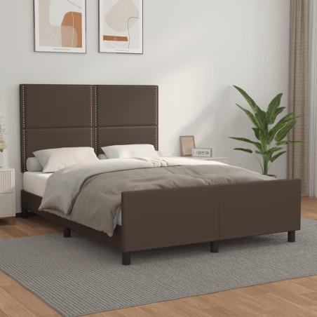 vidaXL Bettgestell mit Kopfteil Braun 140x190 cm Kunstleder