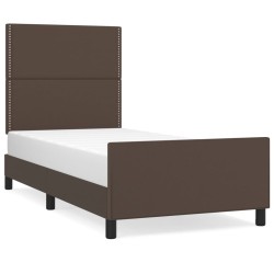 vidaXL Bettgestell mit Kopfteil Braun 90x200 cm Kunstleder