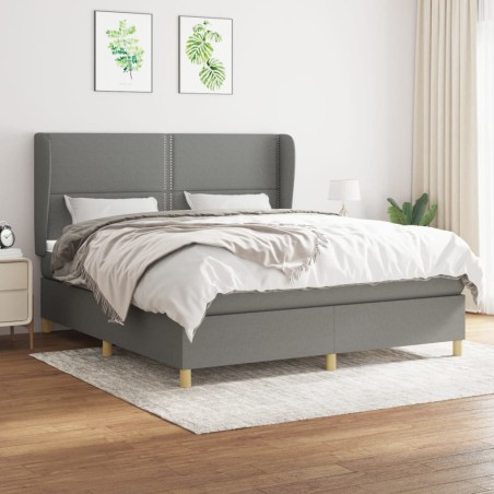 vidaXL Boxspringbett mit Matratze Dunkelgrau 180x200 cm Stoff