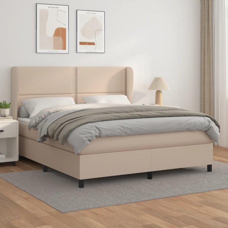 vidaXL Boxspringbett Matratze Cappuccino-Braun 180x200 cm Kunstleder