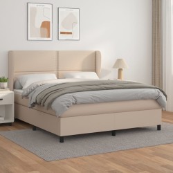 vidaXL Boxspringbett Matratze Cappuccino-Braun 160x200 cm Kunstleder