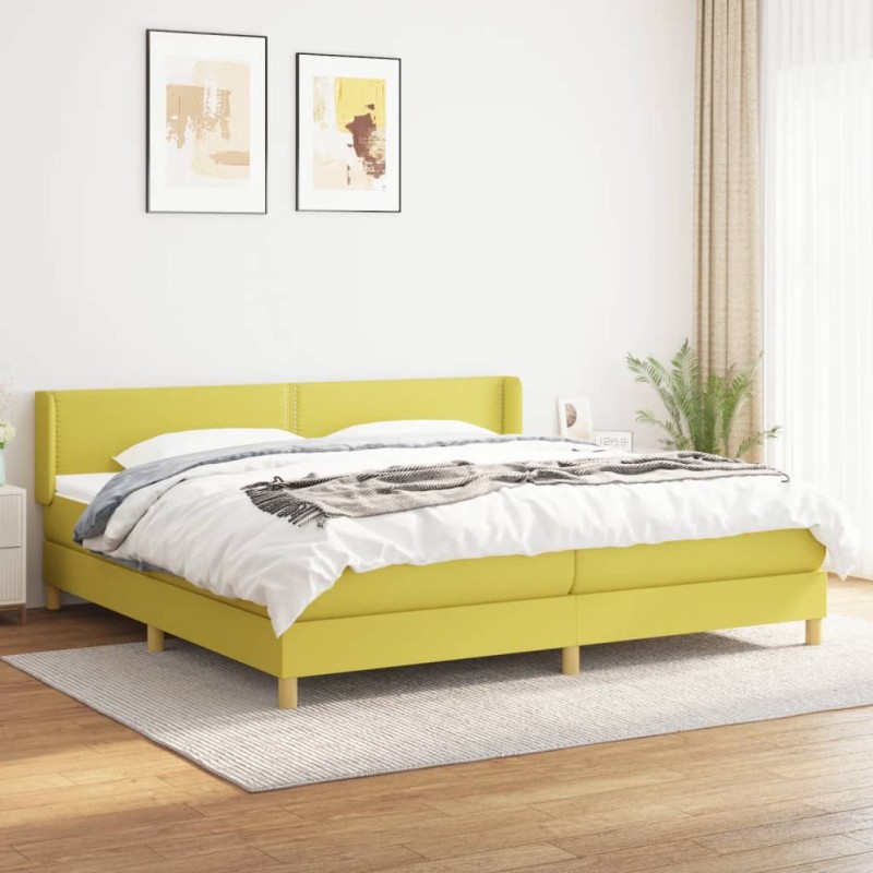 vidaXL Boxspringbett mit Matratze Grün 200x200 cm Stoff vidaXL Boxspringbett mit Matratze Grün 200x200 cm Stoff