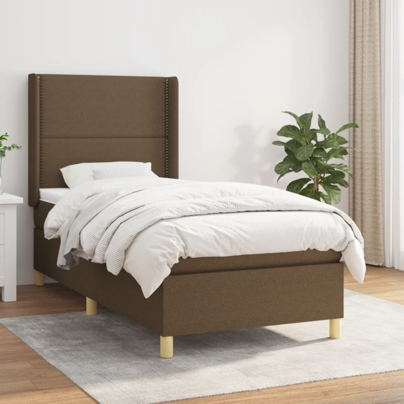 vidaXL Boxspringbett mit Matratze Dunkelbraun 80x200 cm Stoff vidaXL Boxspringbett mit Matratze Dunkelbraun 80x200 cm Stoff