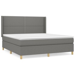 vidaXL Boxspringbett mit Matratze Dunkelgrau 180x200 cm Stoff