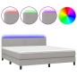 vidaXL Boxspringbett mit Matratze & LED Hellgrau 180x200 cm Stoff vidaXL Boxspringbett mit Matratze & LED Hellgrau 180x200 cm Stoff