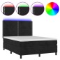 vidaXL Boxspringbett mit Matratze & LED Schwarz 140x200 cm Samt vidaXL Boxspringbett mit Matratze & LED Schwarz 140x200 cm Samt