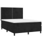 vidaXL Boxspringbett mit Matratze & LED Schwarz 140x200 cm Samt vidaXL Boxspringbett mit Matratze & LED Schwarz 140x200 cm Samt