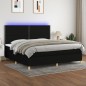 vidaXL Boxspringbett mit Matratze & LED Schwarz 200x200 cm Stoff vidaXL Boxspringbett mit Matratze & LED Schwarz 200x200 cm Stoff