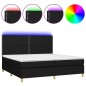 vidaXL Boxspringbett mit Matratze & LED Schwarz 200x200 cm Stoff vidaXL Boxspringbett mit Matratze & LED Schwarz 200x200 cm Stoff