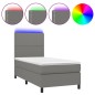 vidaXL Boxspringbett mit Matratze & LED Dunkelgrau 90x200 cm Stoff vidaXL Boxspringbett mit Matratze & LED Dunkelgrau 90x200 cm Stoff