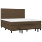 vidaXL Boxspringbett mit Matratze Dunkelbraun 180x200 cm Stoff vidaXL Boxspringbett mit Matratze Dunkelbraun 180x200 cm Stoff