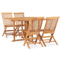 5-tlg. Garten-Essgruppe Klappbar Massivholz Teak