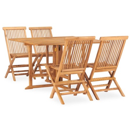 5-tlg. Garten-Essgruppe Klappbar Massivholz Teak
