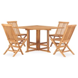 5-tlg. Garten-Essgruppe Klappbar Massivholz Teak