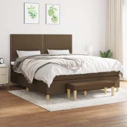 vidaXL Boxspringbett mit Matratze Dunkelbraun 180x200 cm Stoff