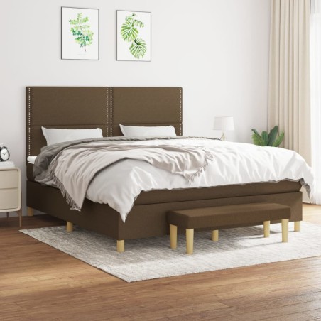 vidaXL Boxspringbett mit Matratze Dunkelbraun 180x200 cm Stoff