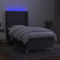 vidaXL Boxspringbett mit Matratze & LED Dunkelgrau 90x190 cm Stoff vidaXL Boxspringbett mit Matratze & LED Dunkelgrau 90x190 cm Stoff