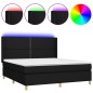 vidaXL Boxspringbett mit Matratze & LED Schwarz 180x200 cm Stoff vidaXL Boxspringbett mit Matratze & LED Schwarz 180x200 cm Stoff