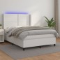 vidaXL Boxspringbett mit Matratze & LED Weiß 140x190 cm Kunstleder vidaXL Boxspringbett mit Matratze & LED Weiß 140x190 cm Kunstleder